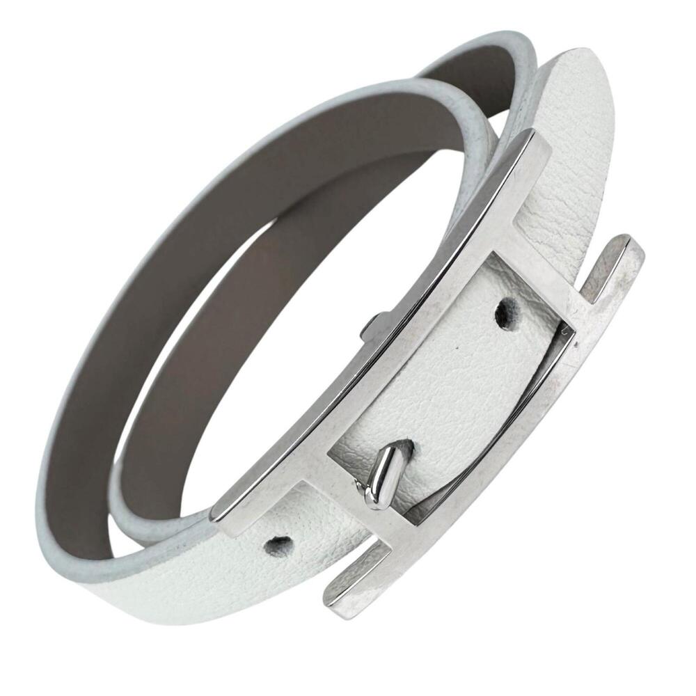 HERMES Hermes Be Api Double Tour Bracelet Leather White Women's